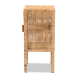 Vivan Modern Wicker Fair Natural Brown Rattan 1-Door Nightstand