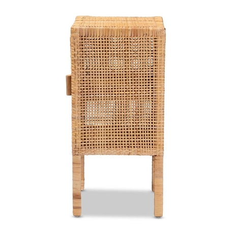 Vivan Modern Wicker Fair Natural Brown Rattan 1-Door Nightstand