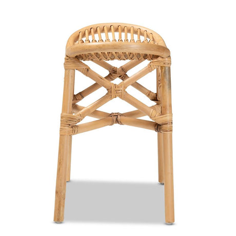 Elgon Modern Wicker Fair Natural Brown Rattan Footstool