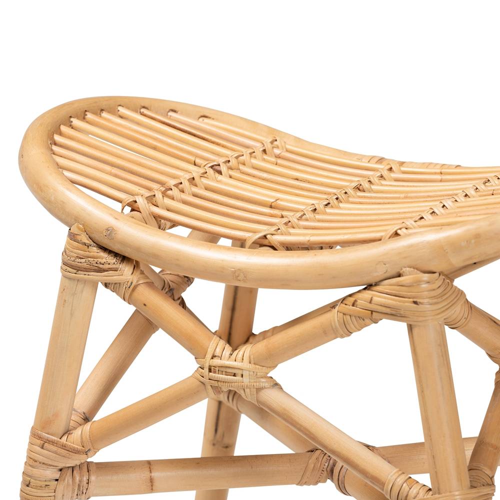 Elgon Modern Wicker Fair Natural Brown Rattan Footstool