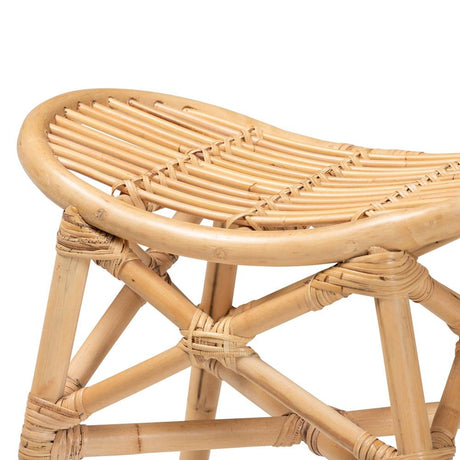 Elgon Modern Wicker Fair Natural Brown Rattan Footstool