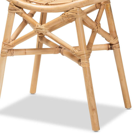 Elgon Modern Wicker Fair Natural Brown Rattan Footstool