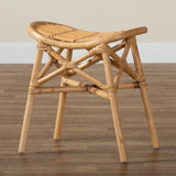 Elgon Modern Wicker Fair Natural Brown Rattan Footstool