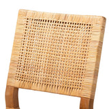 Lesia Modern Wicker Fair Natural Brown Rattan and Walnut Brown Mahogany Wood 2-Piece Dining Chair Set