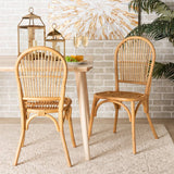 Wina Modern Wicker Fair Natural Brown Rattan 2-Piece Dining Chair Set