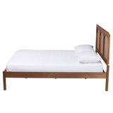 Blossom Classic and Traditional Ash Walnut Finished Wood and Rattan Queen Size Platform Bed