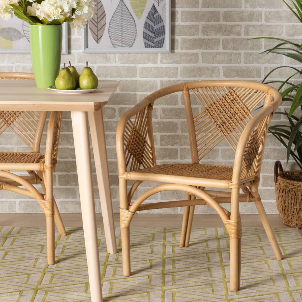 Kagama Modern Wicker Fair Natural Brown Rattan Dining Chair