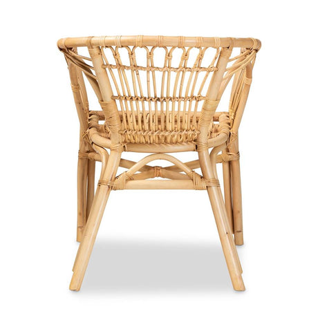 Kaka Modern Wicker Fair Natural Brown Rattan Dining Chair