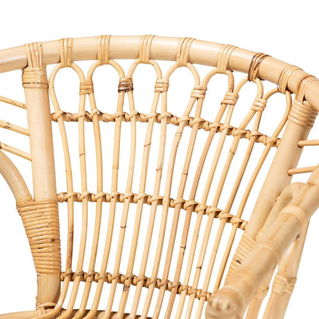Kaka Modern Wicker Fair Natural Brown Rattan Dining Chair