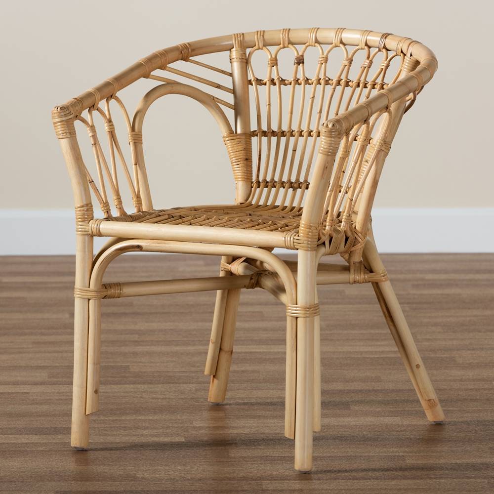 Kaka Modern Wicker Fair Natural Brown Rattan Dining Chair