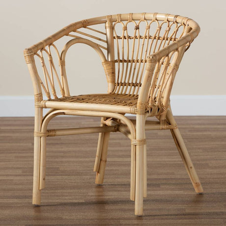 Kaka Modern Wicker Fair Natural Brown Rattan Dining Chair
