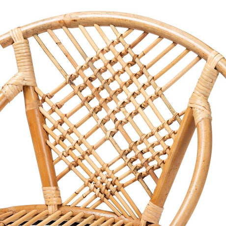 Pro Modern Wicker Fair Natural Brown Rattan and Black Metal 2-Piece Dining Chair Set