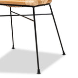 Pro Modern Wicker Fair Natural Brown Rattan and Black Metal 2-Piece Dining Chair Set