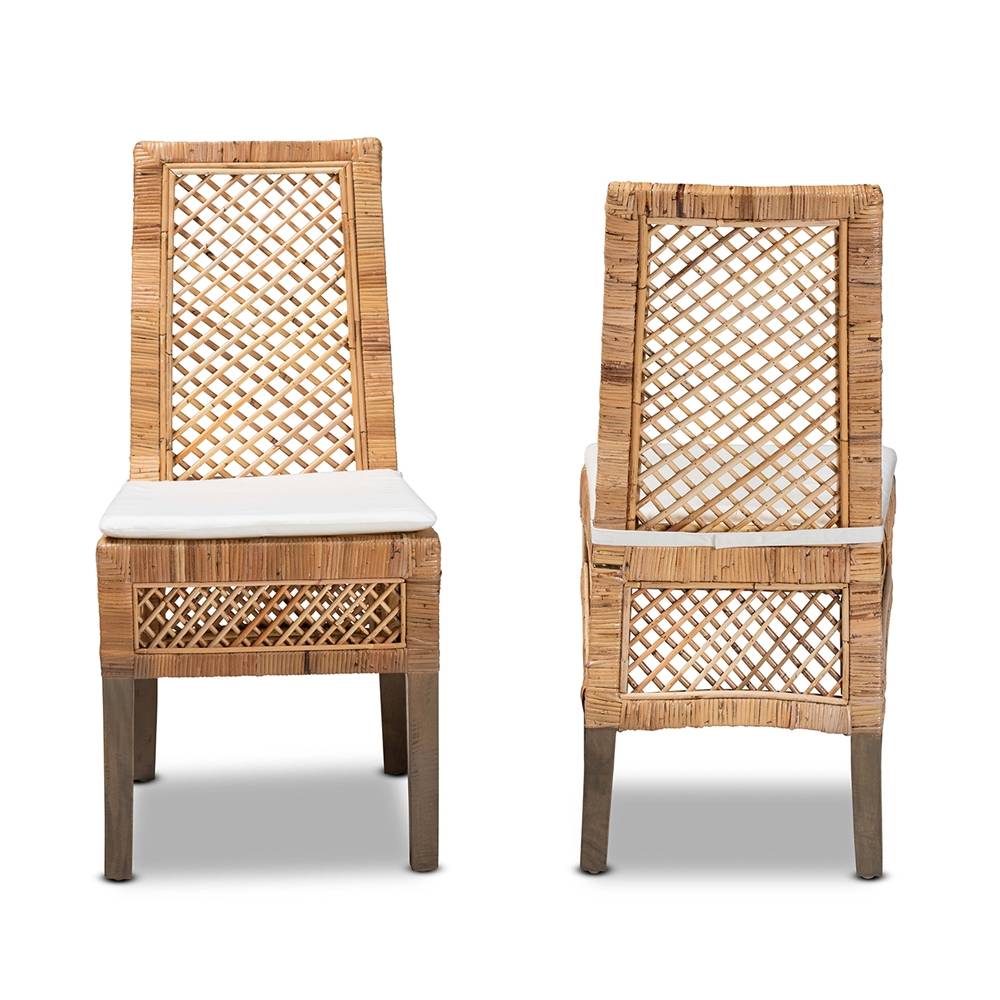 Argos Modern Wicker Fair Natural Brown Rattan 2-Piece Dining Chair Set