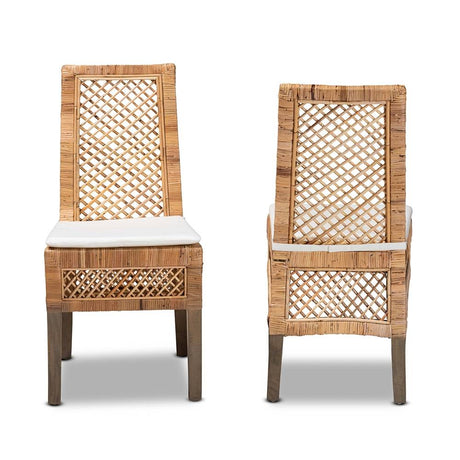 Argos Modern Wicker Fair Natural Brown Rattan 2-Piece Dining Chair Set