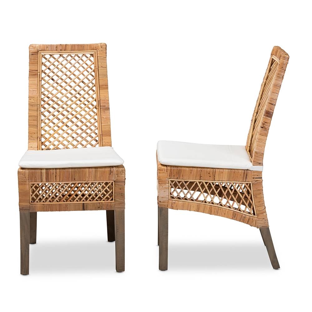Argos Modern Wicker Fair Natural Brown Rattan 2-Piece Dining Chair Set