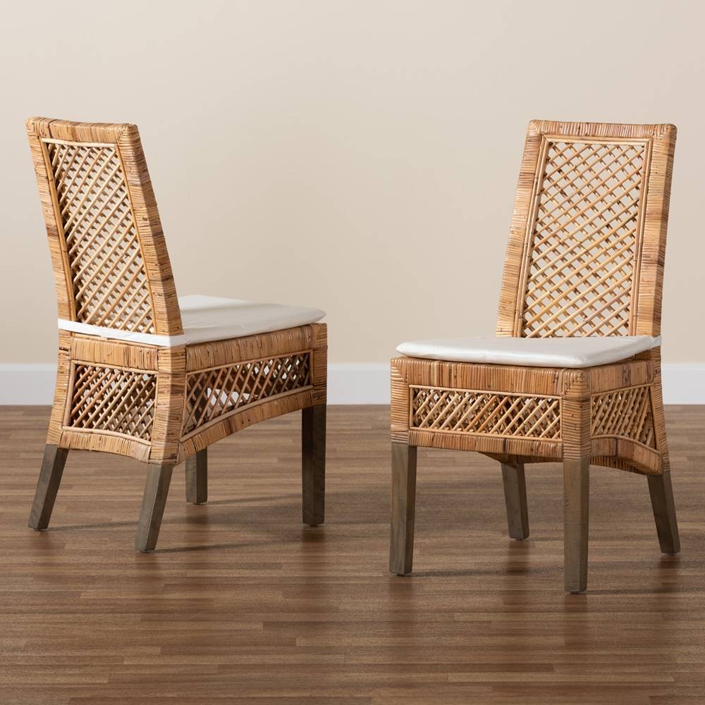 Argos Modern Wicker Fair Natural Brown Rattan 2-Piece Dining Chair Set