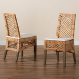 Argos Modern Wicker Fair Natural Brown Rattan 2-Piece Dining Chair Set