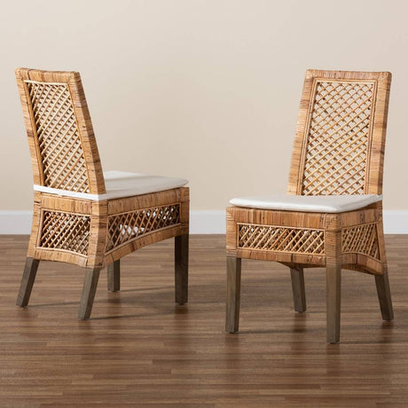 Argos Modern Wicker Fair Natural Brown Rattan 2-Piece Dining Chair Set