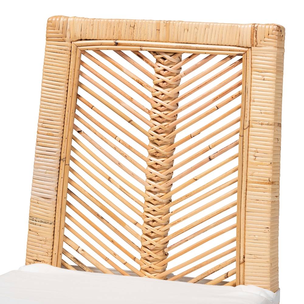 Suci Modern Wicker Fair Natural Brown Rattan 2-Piece Dining Chair Set