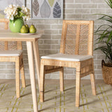Suci Modern Wicker Fair Natural Brown Rattan 2-Piece Dining Chair Set