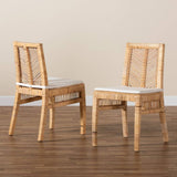 Suci Modern Wicker Fair Natural Brown Rattan 2-Piece Dining Chair Set