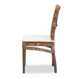 Laluna Modern Wicker Fair Greywashed Natural Rattan and Mahogany Dining Chair with Cushion