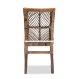 Laluna Modern Wicker Fair Greywashed Natural Rattan and Mahogany Dining Chair with Cushion