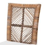Laluna Modern Wicker Fair Greywashed Natural Rattan and Mahogany Dining Chair with Cushion
