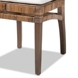 Laluna Modern Wicker Fair Greywashed Natural Rattan and Mahogany Dining Chair with Cushion
