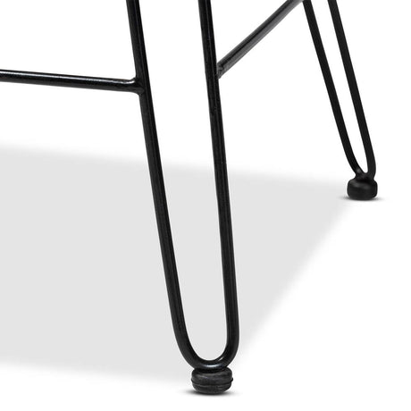 Garan Modern Wicker Fair Natural Brown Rattan and Black Metal Counter Stool