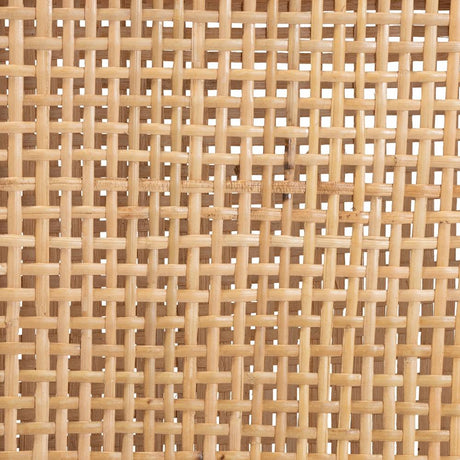 Arthur Mid-Century Modern Walnut Brown Mahogany Wood and Natural Rattan Counter Stool