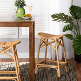 Elgon Modern Wicker Fair Natural Brown Rattan Counter Stool