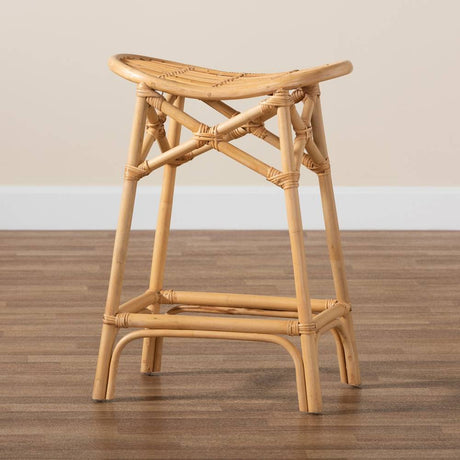 Elgon Modern Wicker Fair Natural Brown Rattan Counter Stool