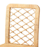 Moscow Modern Wicker Fair Natural Brown Rattan and Walnut Brown Mahogany Wood Counter Stool