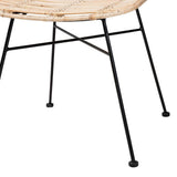 Manhattan Modern Wicker Fair Natural Brown Rattan and Black Metal 2-Piece Dining Chair Set