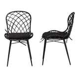 Sabelle Modern Wicker Fair Black Finished Rattan and Metal 2-Piece Dining Chair Set