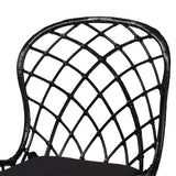 Sabelle Modern Wicker Fair Black Finished Rattan and Metal 2-Piece Dining Chair Set