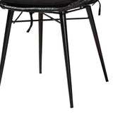 Sabelle Modern Wicker Fair Black Finished Rattan and Metal 2-Piece Dining Chair Set