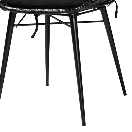 Sabelle Modern Wicker Fair Black Finished Rattan and Metal 2-Piece Dining Chair Set