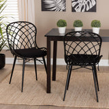 Sabelle Modern Wicker Fair Black Finished Rattan and Metal 2-Piece Dining Chair Set
