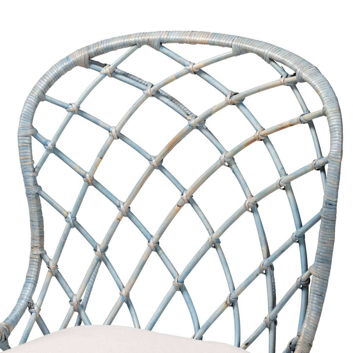 Sabelle Modern Wicker Fair Natural Brown Finished Teak Wood and Light Blue Rattan 2-Piece Dining Chair Set
