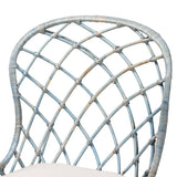 Sabelle Modern Wicker Fair Natural Brown Finished Teak Wood and Light Blue Rattan 2-Piece Dining Chair Set