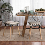 Sabelle Modern Wicker Fair Natural Brown Finished Teak Wood and Light Blue Rattan 2-Piece Dining Chair Set