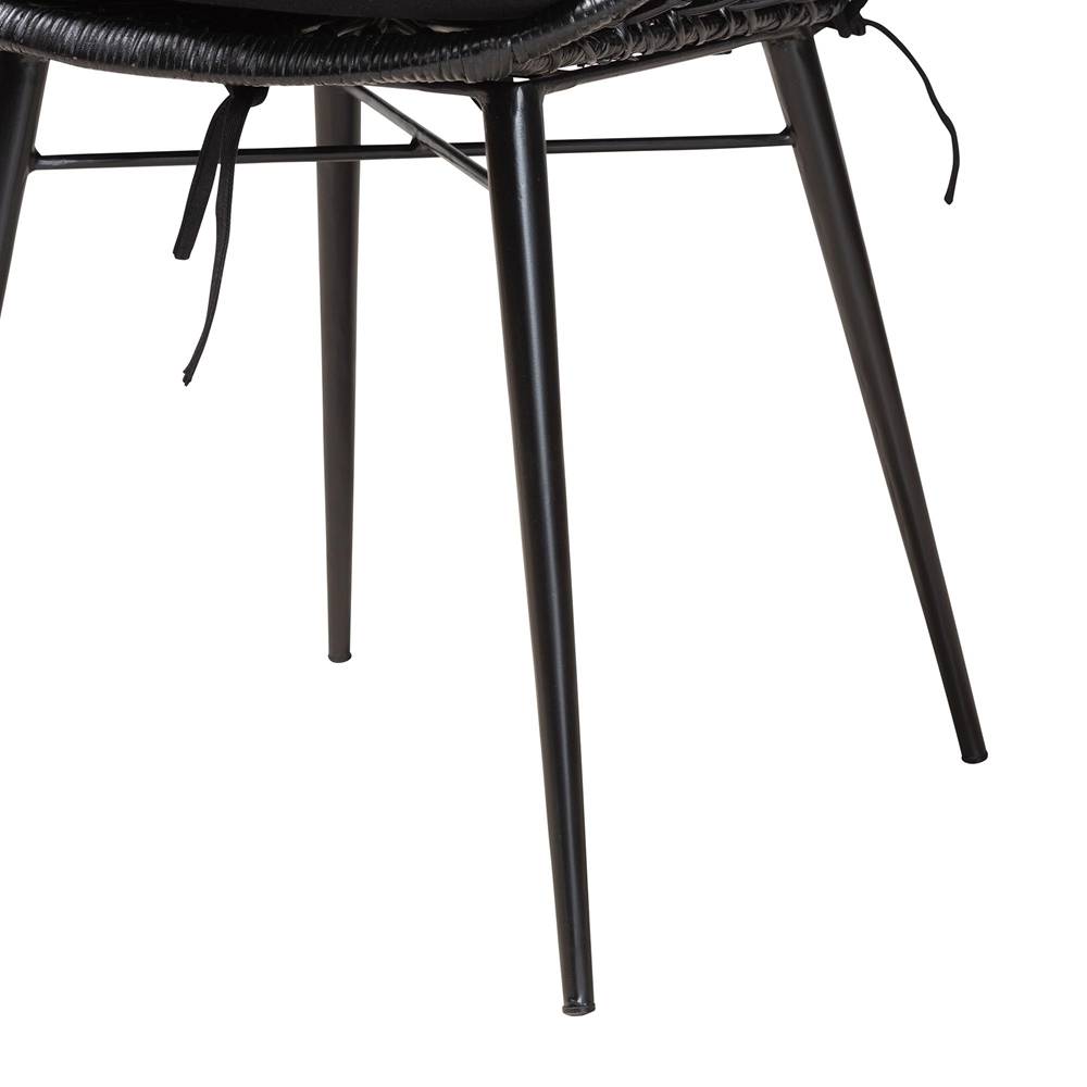 Ballerina Modern Wicker Fair Black Finished Rattan and Metal 2-Piece Dining Chair Set