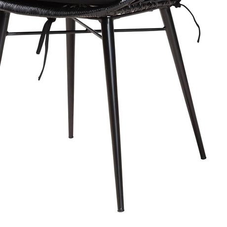 Ballerina Modern Wicker Fair Black Finished Rattan and Metal 2-Piece Dining Chair Set