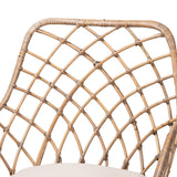 Ballerina Modern Wicker Fair Greywashed Rattan and Natural Brown Finished Wood 2-Piece Dining Chair Set