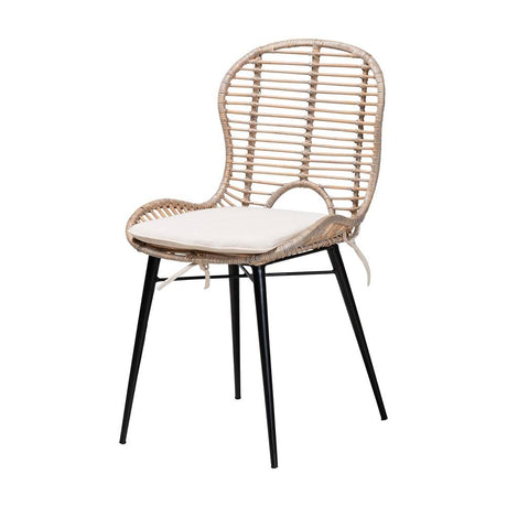 Brenna Modern Wicker Fair Greywashed Rattan and Natural Brown Finished Wood 5-Piece Dining Set