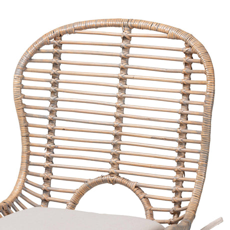 Brenna Modern Wicker Fair Greywashed Rattan and Natural Brown Finished Wood 5-Piece Dining Set