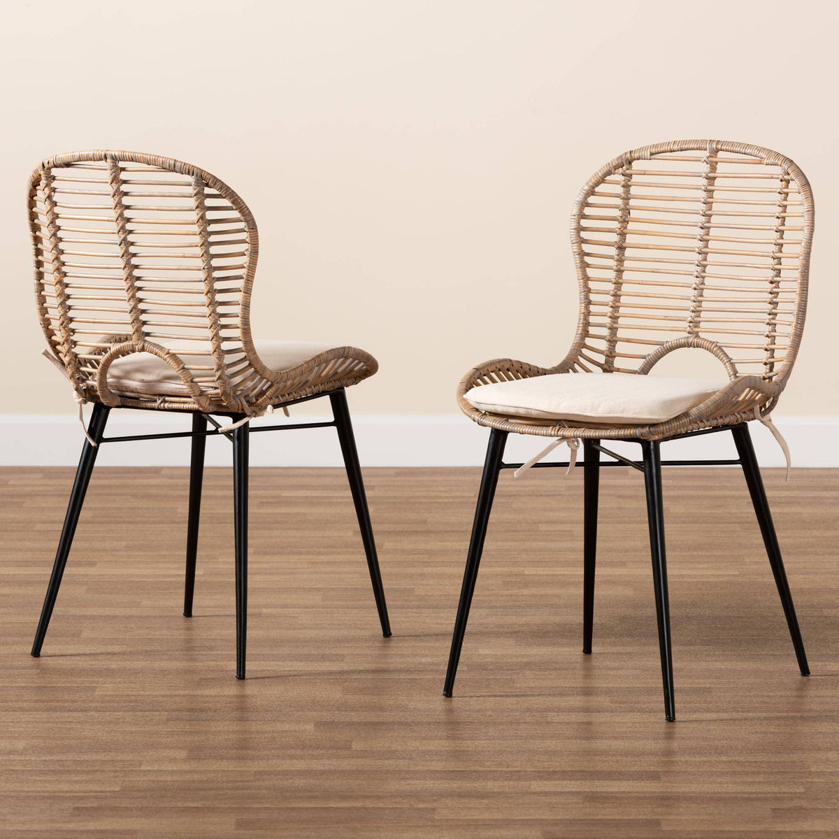 Brenna Dining Chair Set – Stylish Greywashed Rattan & Metal ...